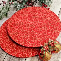 Kit natal vermelho jogo americano 4 capas de sousplat e 4 bases mdf