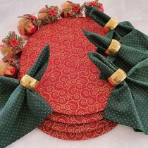 Kit natal vermelho jogo americano argola festa base 4 pçs Kit natal vermelho jogo americano argola festa base 4 pçs