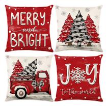 Kit Natalino 4 Capas De Almofada Decoração De Natal