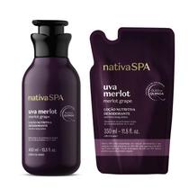 Kit Nativa Spa Uva Merlot Loção Corporal 400ml Refil 350ml Kit Nativa Spa Uva Merlot Loção Corporal 400ml Refil 350ml