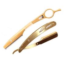 Kit Navalha + Navalhete Desfiadeira Dourado Kit Navalha + Navalhete Desfiadeira Dourado