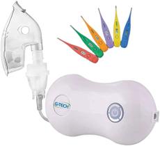 Kit Nebulizador G-Tech Compact DC2 Bivolt + Termômetro Digital Rápido Resistente Água