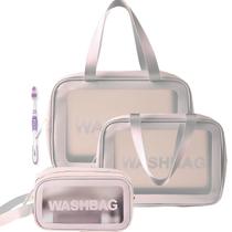 Kit Nécessaire Bolsa Washbag 3unid Branco C/ Escova de Dente