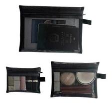 Kit Necessaire Multiuso Organizadora Objetos Bolsa Mala Moda Cor Preto Kit Necessaire Multiuso Organizadora Objetos Bolsa Mala Moda Cor Preto