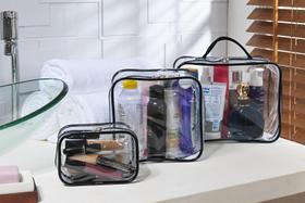 Kit Necessaire Organizador De Mala 03 Peças Transparente e Fosca Impermeável