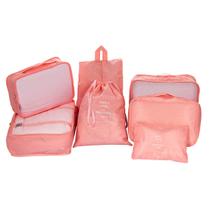 Kit necessaire organizador para mala de viagem coleção basic rosa