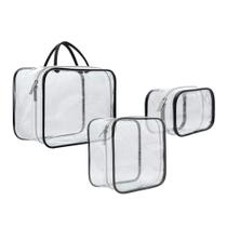 Kit Necessaire Organizador Viagem Bolsa Transparente 3 Peças - PLASTICOS ASSENCIO