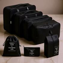 Kit Necessaire Organizadora Mala Viagem 7 Peças Impermeável -