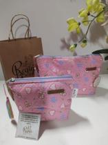 kit Nécessaire Para Maquiagem E Acessórios estampa rosa