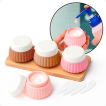 Kit Necessaire Transparente 4 Frascos Mini Potes De Silicone Kit Necessaire Transparente 4 Frascos Mini Potes De Silicone