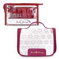 Kit Necessaire Transparente Com Frascos Ideal Para Viagens E Bagagem De Mão - Rosa Kit Necessaire Transparente Com Frascos Ideal Para Viagens E Bagagem De Mão - Rosa