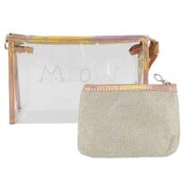 Kit Necessaire Transparente e Glitter