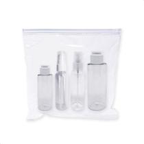 Kit Necessaire Viagem Ziplock 4 Peças Spray Shampoo