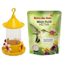 Kit Néctar Beija Flor 400g - Reino das Aves + Bebedouro Com Bandeja 250ml