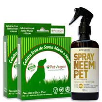 Kit Neem Pet Proteção 2 Coleira E Spray Cães Acima De 15Kg