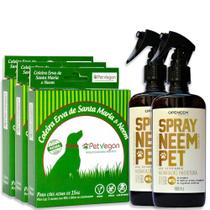 Kit Neem Pet Proteção 3 Coleira E 2 Spray Cães Acima De 15Kg