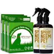 Kit Neem Pet Proteção 3 Coleira e 2 Spray Cães de 8kg a 15kg