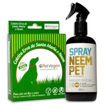 Kit Neem Pet Proteção Coleira e Spray Cães Até 8kg e Gatos