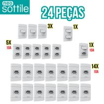 Kit neo sotille 24 peças tomadas e interruptores casa completa branca enerbras Kit neo sotille 24 peças tomadas e interruptores casa completa branca enerbras