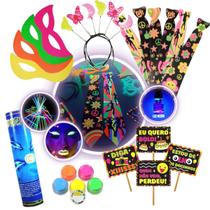 Kit Neon 247 Adereços Fluor para Baladas e Aniversários