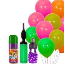 KIT Neon Lâmpada 36W Tinta Verde Spray C/25 Balões Sortido