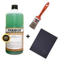 Kit Neutralizador Remove Ferrugem Ferrox 1 Litro + Pincel + Lixa
