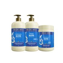 Kit Neutro Perolado Brilho Natural Bio Extratus TRIO (Shampoo/Condicionador/Banho de Creme 1L)