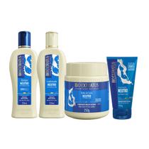 Kit Neutro Proteínas Do Leite (Shampoo/Condicionador/Banho de Creme 250g/ Finalizador 150g) - Bio Extratus