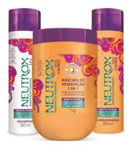 Kit neutrox s.o.s cachos shampoo+condicionador+creme de tratamento 3em1 1kg