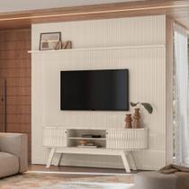 Kit New Amalfi Painel e Aparador Rack Calacata/Off-White Kit New Amalfi Painel e Aparador Rack Calacata/Off-White