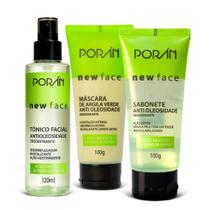 Kit New Face Cuidados Faciais Anti Oleosidade Poran 4 Itens (Sabonete, Argila, Sérum e Tonico) Kit New Face Cuidados Faciais Anti Oleosidade Poran 4 Itens (Sabonete, Argila, Sérum e Tonico)