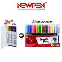 Kit Newpen canetinha Sylvapen C/6 + Brush Pen C/20 - Newpen