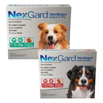 Kit NexGard Antipulgas e Carrapatos para Cães de 10,1 a 25kg e 25,1 a 50kg