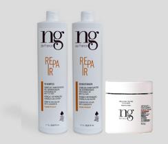 Kit Ng De France Condicionador Repair Nutrição 1l + Shampoo Repair Reconstrução 1l + Máscara Capilar Reparação 500g Kit Ng De France Condicionador Repair Nutrição 1l + Shampoo Repair Reconstrução 1l + Máscara Capilar Reparação 500g