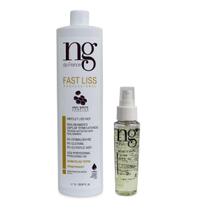 Kit Ng De France Fast Liss Realinhamento Alisamento Vegano 1000ml + Biossentiel Oil Finalizador Óleo Reparador de Pontas 60ml