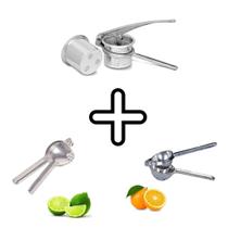 Kit Nhoqueira e Espremedor de Batata 2 em 1 + Espremedores Laranja e Limão em Aluminio