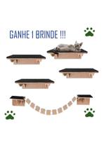 Kit Nicho Para Gatos Ponte E Prateleiras Com Carpete 5 Pçs