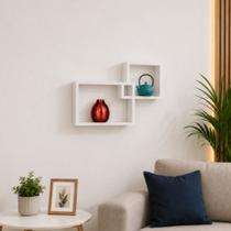 Kit Nicho Parede MDF Flutuante Versátil Moderno Para Sala Quarto Escritório - Branco Kit Nicho Parede MDF Flutuante Versátil Moderno Para Sala Quarto Escritório - Branco