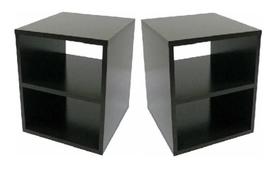 Kit Nicho Suspenso Mesa De Cabeceira Preto Mdf 40X30X30