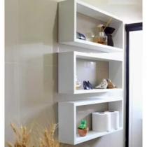 Kit Nichos 100% MDF Branco Sala Cozinha Banheiro Quarto Decoração - Decorart Mdf
