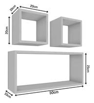Kit Nichos 3 peças branco retangular 50 x25 MDF 15mm decoração Kit Nichos 3 peças branco retangular 50 x25 MDF 15mm decoração