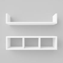 Kit Nichos De Parede Madeira Mdf Moderno Prateleira - Branco