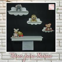 Kit Nichos Nuvem + Prateleira com Varão MDF - branco