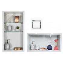 Kit Nichos Para Banheiro - Vertical e Horizontal + Papeleira