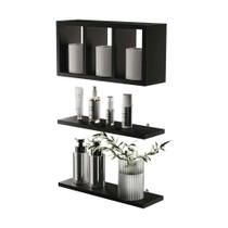 Kit Nichos Prateleiras Provença Para Banheiro Decorativo Preto