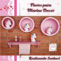 Kit Nichos Redondos + Prateleira com Varão MDF - ROSA BB