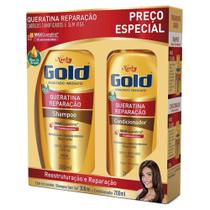 Kit niely Gold Queratina Reparacao shampoo com 300mL + condicionador com 200mL