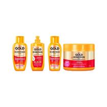 Kit Niely Gold Queratina Shampoo+Cond+Cr Pentear+Mascara
