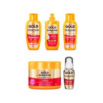 Kit Niely Gold Queratina shampoo+Cond+Pentear+Masc+Silic