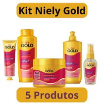 Kit Niely Gold Reconstrução Potente 5 Produtos Queratina Anti Quebra Kit Niely Gold Reconstrução Potente 5 Produtos Queratina Anti Quebra